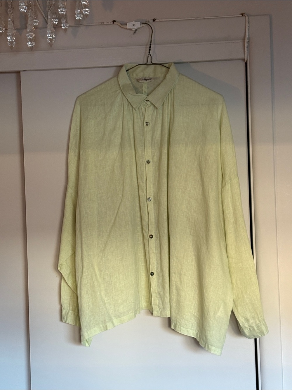 ICHI Antiquités 100% Linen Oversized Shirt – Light Green